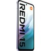 Smartfon z dużym ekranem, na którym widoczny jest napis "REDMI 15" oraz logo "mi" w pomarańczowym kwadracie. Tło ekranu ma gradientowe odcienie fioletu i zieleni.