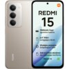 Smartfon z trzema aparatami z tyłu i ekranem z przodu, na którym widnieje tekst: "REDMI 15, 7000mAh (typ) ogromna bateria, 6.9" FHD+ wciągający ekran, Wydajny procesor Snapdragon® 685, Zakrzywiona obudowa dla większego komfortu, REDMI 15".