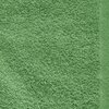 Zielona myjka kąpielowa o fakturze frotte, z widocznym detalem materiału. Produkt ma wymiary 16 x 21 cm.
