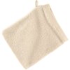 Ciemnobeżowa myjka kąpielowa o wymiarach 16 x 21 cm, wykonana z materiału o gładkiej fakturze, z pętelką do zawieszenia. Produkt nie zawiera widocznych napisów ani logo.