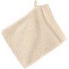 Ciemnobeżowa myjka kąpielowa o wymiarach 16 x 21 cm, wykonana z materiału frotte, z pętelką do zawieszenia. Produkt ma prostokątny kształt i jednolitą teksturę.