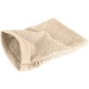 Ciemnobeżowa myjka kąpielowa o wymiarach 16 x 21 cm, wykonana z miękkiego materiału frotte, z widocznym otworem na dłoń. Produkt ma prostokątny kształt i jednolitą teksturę.