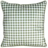 Poduszka z poszewką w biało-zieloną kratkę, z zieloną lamówką wzdłuż krawędzi. Produkt to "Poszewka EUROFIRANY Wiosna 3 45 x 45 cm Biały".