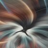 Obraz przedstawia abstrakcyjny wzór z dynamicznymi, zakrzywionymi liniami w odcieniach miętowym, stalowym, białym i brązowym, które zbiegają się w centralnym punkcie. Kolory tworzą efekt wiru, nadając kompozycji wrażenie ruchu i głębi.