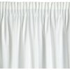 Biała zasłona z delikatnymi pionowymi fałdami, wykonana z lekkiego materiału, widoczna na całej długości. Produkt to "Zasłona EUROFIRANY Rosa 140 x 270 cm Biały".