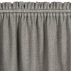 Ciemnobeżowa zasłona o fakturze przypominającej len, z marszczeniami na górze. Produkt to "Zasłona EUROFIRANY Jula2 140 x 270 cm Ciemnobeżowy".