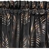 Czarno-szampańska zasłona z wzorem przypominającym liście palmowe, wykonana z połyskującego materiału. Produkt to "Zasłona EUROFIRANY Gloria 140 x 300 cm Czarno-szampański".