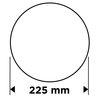 Na zdjęciu widoczny jest okrąg z oznaczeniem "225 mm" pod nim, wskazującym na średnicę. Okrąg jest otoczony strzałkami skierowanymi na zewnątrz.
