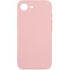 Różowo-złote etui silikonowe z wycięciami na aparat i przyciski, przeznaczone do telefonu Apple iPhone 16e. Produkt ma gładką powierzchnię i zaokrąglone krawędzie.