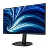 Monitor o przekątnej 23,8 cala z cienkimi ramkami, wyświetlający dynamiczny, niebieski wzór przypominający wir. Na dolnej ramce widoczne jest logo "Philips".