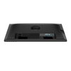 Czarny monitor widziany od tyłu z widocznymi portami, w tym HDMI, VGA, USB oraz gniazdem zasilania. Obudowa ma otwór montażowy na środku i delikatnie zaokrąglone krawędzie.