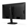 Czarny monitor z logo PHILIPS na tylnej części, z widocznymi portami HDMI, DisplayPort oraz USB. Monitor ma solidną podstawę i regulowane ramię, a powierzchnia tylnej obudowy jest teksturowana.