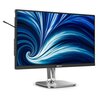 Monitor marki Philips o przekątnej 23,8 cala z wyświetlaczem prezentującym abstrakcyjny, niebiesko-biały wzór. Na dolnej ramce widoczne jest logo "PHILIPS".