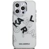 Przezroczyste etui na telefon ozdobione jest czarnymi literami układającymi się w napis "KARL" oraz "LAGERFELD" w artystycznym, rozproszonym stylu. Na dole etui znajduje się wyraźny napis "KARL LAGERFELD".