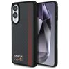 Na zdjęciu widoczne jest czarne etui z włókna węglowego z czerwonymi paskami, przeznaczone do telefonu Samsung Galaxy S25 Edge. Na etui znajduje się logo "ORACLE Red Bull RACING".