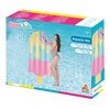 Pudełko z produktem "Popsicle Mat" marki SunClub, przedstawia kolorowy materac w kształcie lodu na patyku na tle wody. Na opakowaniu widnieje napis "AGE 14+", a wymiary materaca to 177 cm x 79 cm x 20 cm oraz 183 cm x 92 cm.
