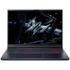 Laptop z otwartym ekranem, na którym wyświetlany jest futurystyczny motyw z kosmicznym statkiem. Klawiatura podświetlona jest w różnych kolorach, a na obudowie widoczne jest logo producenta.