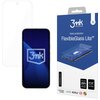 Opakowanie produktu "3mk FlexibleGlass Lite" do Google Pixel 10/10 Pro jest widoczne obok telefonu z nałożonym szkłem ochronnym. Na opakowaniu znajdują się napisy: "basic protection", "FlexibleGlass Lite™", "3mk Protection", oraz ikony certyfikatów i tech