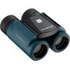 Niebieska lornetka z widocznymi napisami "WATERPROOF" oraz "WP" i "OLYMPUS" na obudowie. Produkt ma kompaktowy design z czarnymi elementami i okularami.