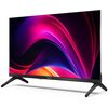 Telewizor z cienką ramką wyświetla kolorową grafikę z dominującymi odcieniami różu i fioletu. Na dolnej ramce widoczny jest napis "SHARP".