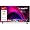 Telewizor SHARP 40HE2745E 40" LED z systemem TiVo OS, z widocznymi napisami: "40"", "FULL HD TV", "HDR High Dynamic Range", "Dolby Audio", "Frameless", oraz logotypami aplikacji takich jak Netflix, Disney+, YouTube, Prime Video, HBO Max, Rakuten TV, DAZN,