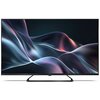 Telewizor SHARP 43HP6765E 43" QLED 4K z wyświetlaczem prezentującym abstrakcyjną grafikę w odcieniach niebieskiego i fioletowego. Na dolnej ramce widoczne jest logo "SHARP".