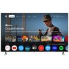 Telewizor wyświetla ekran główny z aplikacjami takimi jak Netflix, YouTube, Prime Video, Disney+, Apple TV, Viki Rakuten, Max i Spotify. Na ekranie widoczny jest również baner z filmu "Oppenheimer" oraz sekcja z polecanymi treściami, w tym "Past Lives" i 