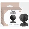 Kamera AQARA G100 Select w kolorze czarnym jest przedstawiona na tle opakowania, które zawiera napisy: "Aqara", "Camera G100 Select", "Caméra G100 Select" oraz ikony kompatybilności z Apple Home, Samsung SmartThings i Google Home. Na opakowaniu widnieje r
