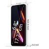 Smartfon z wyświetlaczem o przekątnej 6.8 cala (17.27 cm) jest przedstawiony z wymiarami: 163.3 mm wysokości, 77.2 mm szerokości i 8.2 mm grubości. Na ekranie widoczne są dynamiczne, kolorowe wzory.