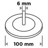 Ilustracja przedstawia schematyczny rysunek szczotki ściernej z wymiarami: średnica 100 mm i grubość trzpienia 6 mm.