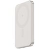 Szary powerbank o prostokątnym kształcie z zaokrąglonymi rogami, na którego powierzchni widoczny jest okrągły wzór oraz symbol "Qi2". Produkt nie posiada innych widocznych napisów ani logo.