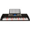 Keyboard MUSICMATE MM-KB-150 VirtuoKey w kolorze czarnym z widocznymi czerwonymi podświetleniami na niektórych klawiszach. Na panelu sterowania znajduje się wyświetlacz oraz różne przyciski i pokrętła.
