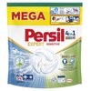Opakowanie kapsułek do prania z napisem "Persil 4in1 Discs Expert Sensitive" zawiera 54 sztuki i jest oznaczone jako "MEGA". Na opakowaniu znajdują się informacje o hipoalergicznej formule, dotyku aloesu, oraz instrukcje dotyczące zabezpieczenia przed dzi