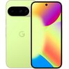 Na zdjęciu widoczny jest limonkowy smartfon z dużym ekranem, na którym wyświetlany jest kolorowy gradient. Na tylnej obudowie znajduje się logo "G" oraz prostokątny moduł z trzema obiektywami aparatu.