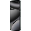 Smartfon z dużym ekranem, na którym widoczne są abstrakcyjne, ciemne kształty. Na boku urządzenia znajdują się przyciski.