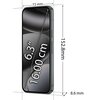 Obraz przedstawia smartfon z ekranem o przekątnej 6.3 cala (16.00 cm), z wymiarami 152.8 mm wysokości, 72 mm szerokości i 8.6 mm grubości. Na ekranie widoczne są napisy "6.3”" oraz "16.00 cm".