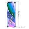 Na zdjęciu widoczny jest smartfon z ekranem o przekątnej 6.3 cala (16.00 cm), z wymiarami 152.8 mm wysokości, 72 mm szerokości i 8.6 mm grubości. Ekran wyświetla kolorowy gradient, a na obudowie znajdują się przyciski.