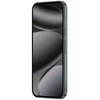 Smartfon z dużym ekranem, na którym widoczne są abstrakcyjne, ciemne kształty. Na boku urządzenia znajdują się przyciski.