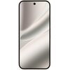 Smartfon z dużym ekranem, na którym widoczna jest abstrakcyjna grafika w odcieniach beżu i szarości. Na górze ekranu znajduje się mały otwór na aparat.