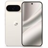 Porcelanowy smartfon z dużym ekranem, na którym widoczny jest abstrakcyjny wzór, obok tylnej części z logo "G" i trzema obiektywami aparatu w poziomym układzie.