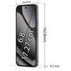 Smartfon z wyświetlaczem o przekątnej 6.8 cala (17.27 cm) jest przedstawiony z wymiarami: 162.8 mm wysokości, 76.6 mm szerokości i 8.5 mm grubości. Na ekranie widoczny jest napis "6.8" 17.27 cm".