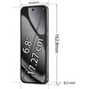 Na zdjęciu widoczny jest smartfon z ekranem o przekątnej 6.8 cala (17.27 cm), z wymiarami 162.8 mm wysokości, 76.6 mm szerokości i 8.5 mm grubości. Na ekranie znajduje się grafika z napisem "6.8" 17.27 cm".