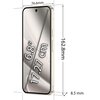 Smartfon o wymiarach 162,8 mm wysokości, 76,6 mm szerokości i 8,5 mm grubości, z ekranem o przekątnej 6,8 cala (17,27 cm). Na ekranie widoczne są napisy "6.8”" oraz "17.27 cm".