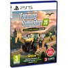 Okładka gry "Farming Simulator 25: Highlands Fishing Edition" na PS5 przedstawia krajobraz z traktorem na kamiennym moście, w tle zamek, jezioro i góry. Na okładce widnieją napisy: "Farming Simulator 25", "Highlands Fishing Edition", "PL Polska wersja jęz