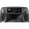 Opakowanie produktu "Power audio DEFENDER Boomber 12 Czarny" przedstawia kolorowy głośnik z podświetleniem LED oraz różne ikony funkcji, takie jak BT 5.4, 15 W, 3.5 hrs, jack, FM, AUX, Type-C i USB. Na opakowaniu widnieje logo "defender" oraz hasło "GET &