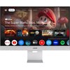 Monitor wyświetla ekran z interfejsem Google TV, na którym widoczny jest film "The Super Mario Bros. Movie" oraz lista aplikacji takich jak Netflix, YouTube, Prime Video, Disney+, Apple TV, i inne. Na dolnej ramce monitora znajduje się logo ASUS.