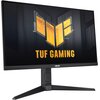 Monitor o przekątnej 27 cali z widocznym na ekranie logo "TUF GAMING" w kolorze żółtym na ciemnym tle. Na dolnej ramce monitora znajduje się logo "ASUS".