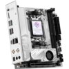 Płyta główna z widocznymi złączami i komponentami, na której znajduje się tekst: "MSI MPG B850I Edge Ti WiFi", "MSI PERFORMANCE GAMING", oraz logo producenta MSI. Na płycie widoczne są także wzory graficzne i oznaczenia portów.