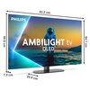 Telewizor marki PHILIPS z ekranem OLED, na którym widoczny jest astronauta stojący na wodzie, z napisem "AMBILIGHT tv OLED". Wymiary telewizora to 93,2 cm szerokości, 60,6 cm wysokości całkowitej, 54,1 cm wysokości ekranu, 7,0 cm głębokości oraz 20,8 cm g