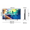 Telewizor z ekranem wyświetlającym kolorowy obraz podwodnego świata z napisem "AMBILIGHT tv" oraz logo "PHILIPS". Obok telewizora widoczne są jego wymiary: szerokość 144,6 cm, wysokość 83,8 cm, głębokość 9,0 cm, a wysokość z podstawą 90,1 cm i szerokość p